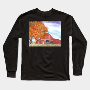 Autumn Skies over Red Barn Long Sleeve T-Shirt